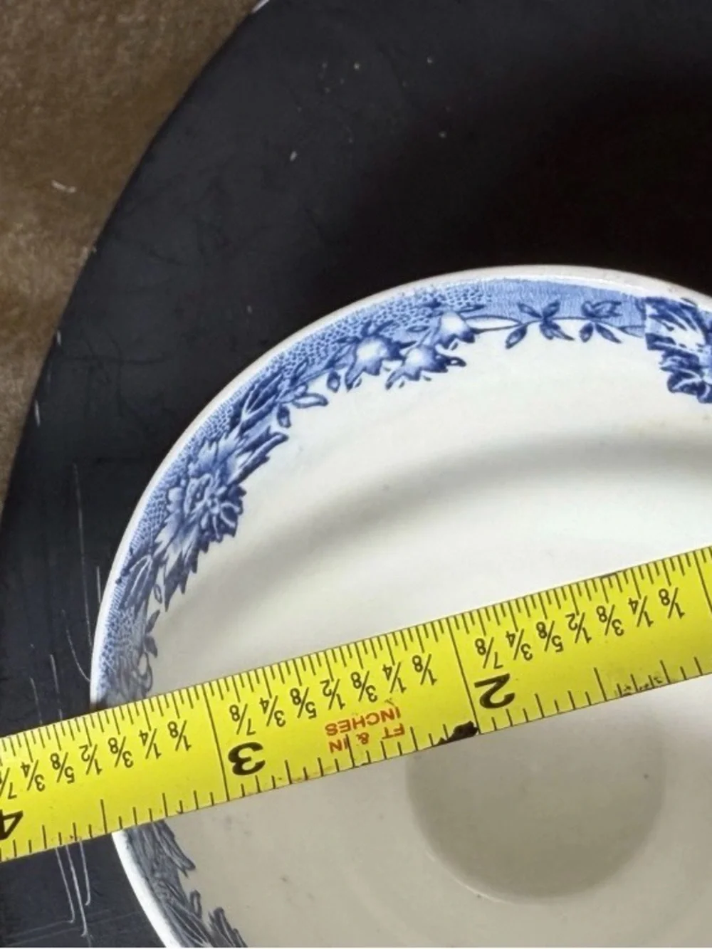 Vintage 1950s Salem English Village Blue Transferware Teacup & Saucer England